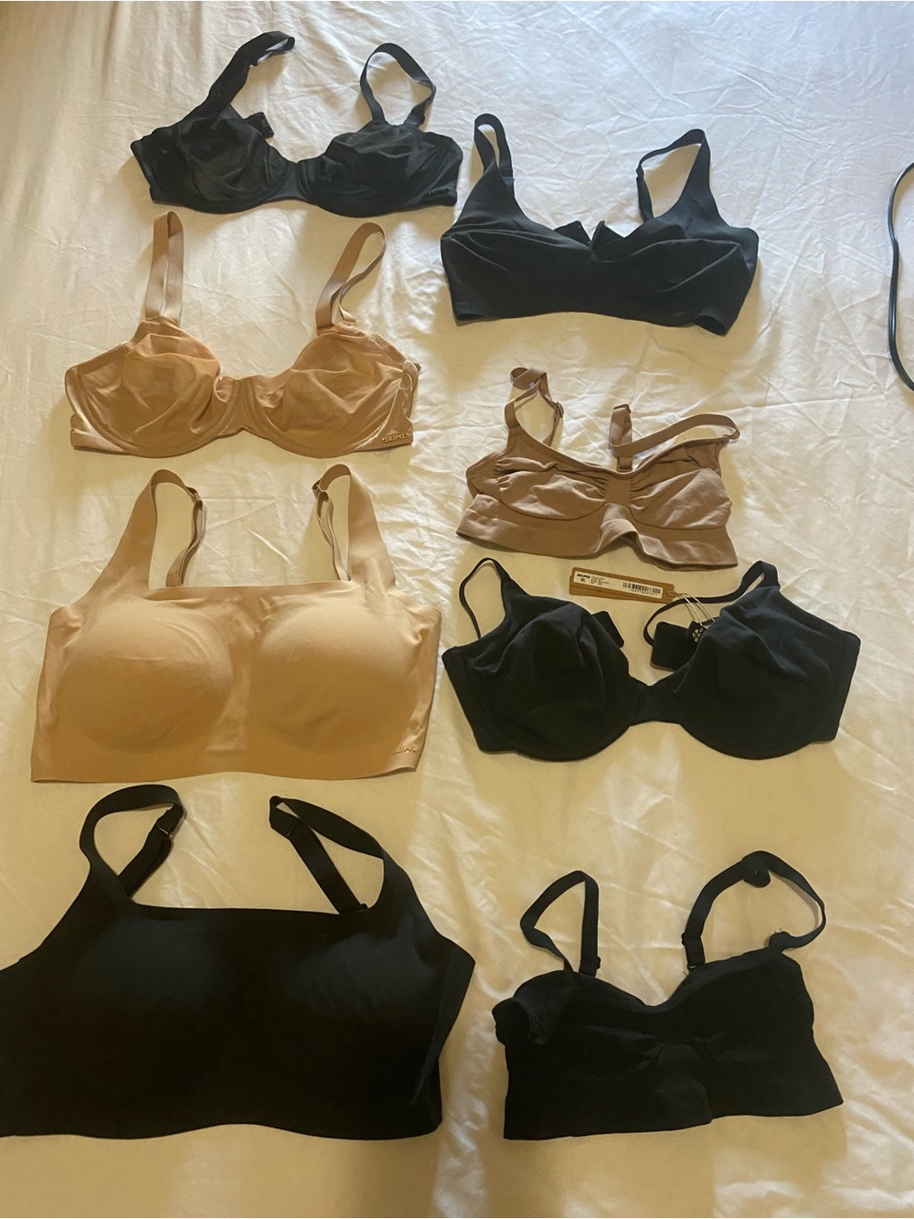 SKIMS Nude and Black Bra and Sports Bra Set with Adjustable Buckles